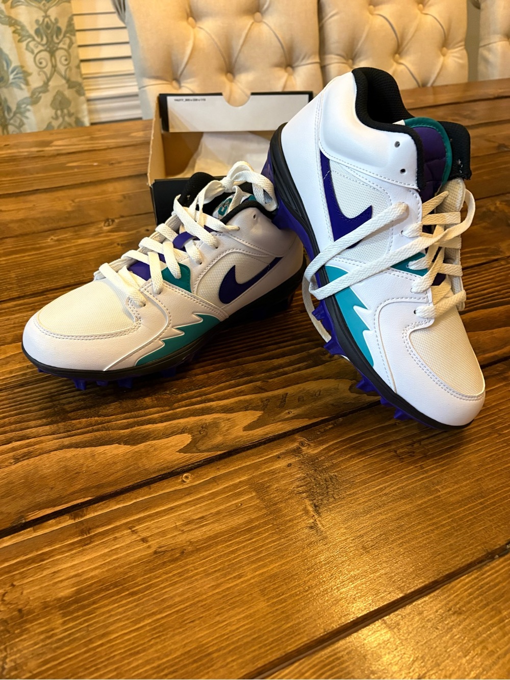 Nike Air Jordan Stadium 90 Men’s White/Purple/Teal Athletic football Cleats